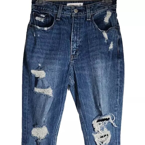Vintage Abercrombie & Fitch Curve Love High Rise Mom Jeans Size 26/2R DISTRESSED - Picture 3 of 16